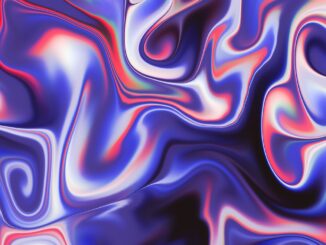 an abstract painting of blue and red colors