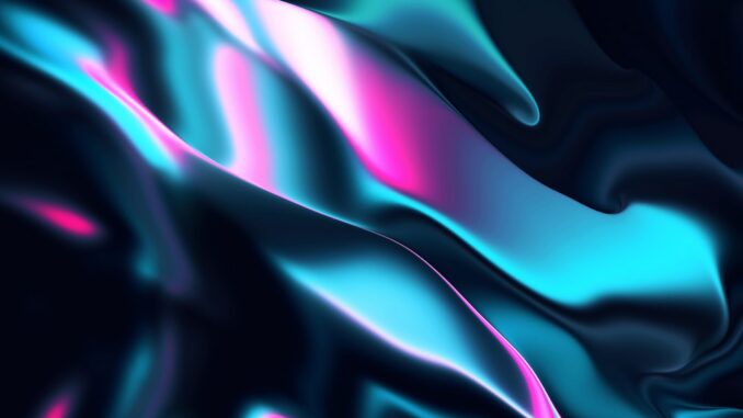 a blue and pink abstract background with wavy lines