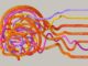 a drawing of a colorful octopus
